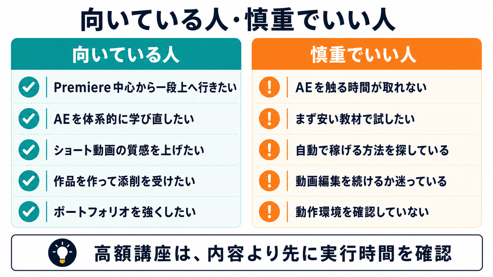 向いている人と慎重でいい人を整理した図解